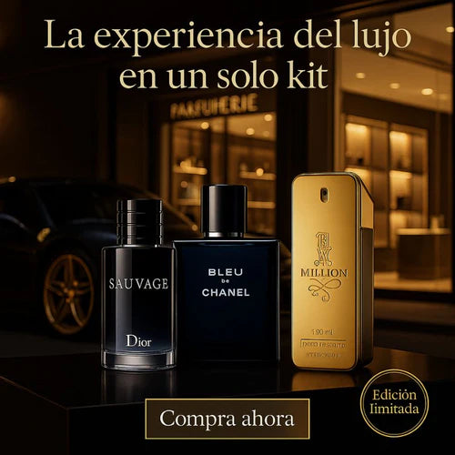 KIT 3 PERFUMES - SAUVAGE, BLEU DE CHANEL, 1 MILLION (100ML CADA UNO) - PROMOCION CIERRE DE LA TIENDA